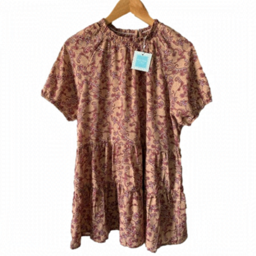 NWT Hayden Los Angeles Ruffle Neck Paisley Tiered Mini DressSize Small